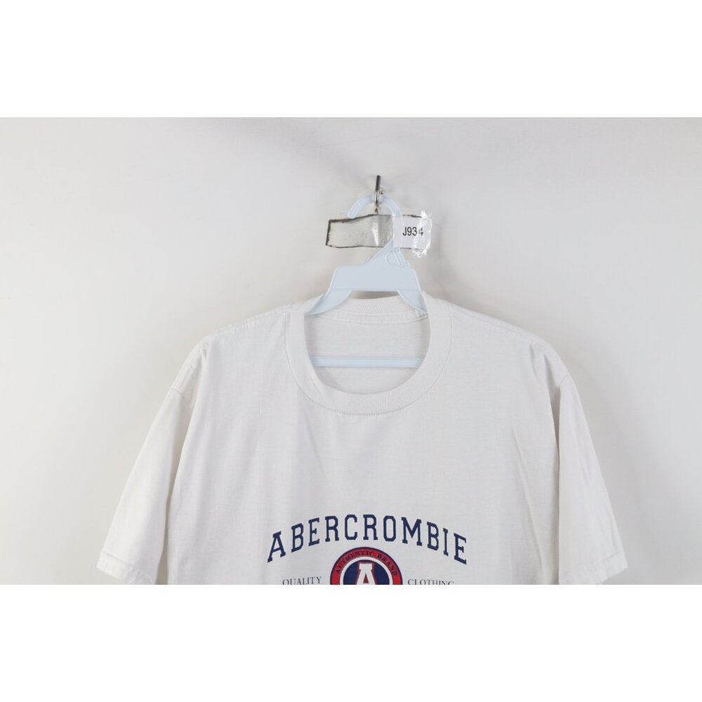 Vtg 90s Y2K Abercrombie & Fitch Mens M Distressed Spell Out Short Sleeve T-Shirt - Picture 2 of 14